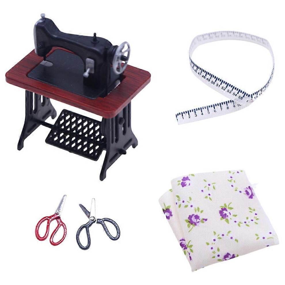 Kricely Yellow (, One Size) 1 Set Mini Sewing Machine Miniature House Sewing Machine And Accessories Dollhouse Accessories