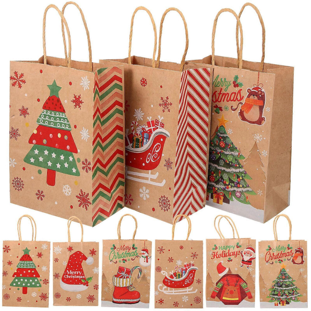Kricely (As Show, One Size) 12Pcs Handheld Christmas Gift Bags Delicate Xmas Themed Gift Bag Gift Wrapping Paper Bags Tote Bags