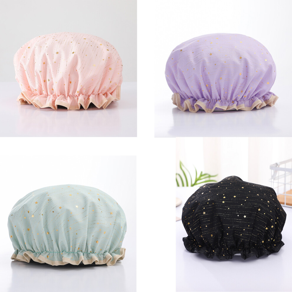 Lifeasy Women's Shower Cap Stretch Shower Cap Double Layer Women's Shower Cap Elastic Band Ladies Shower Spa Salon 4 Pack