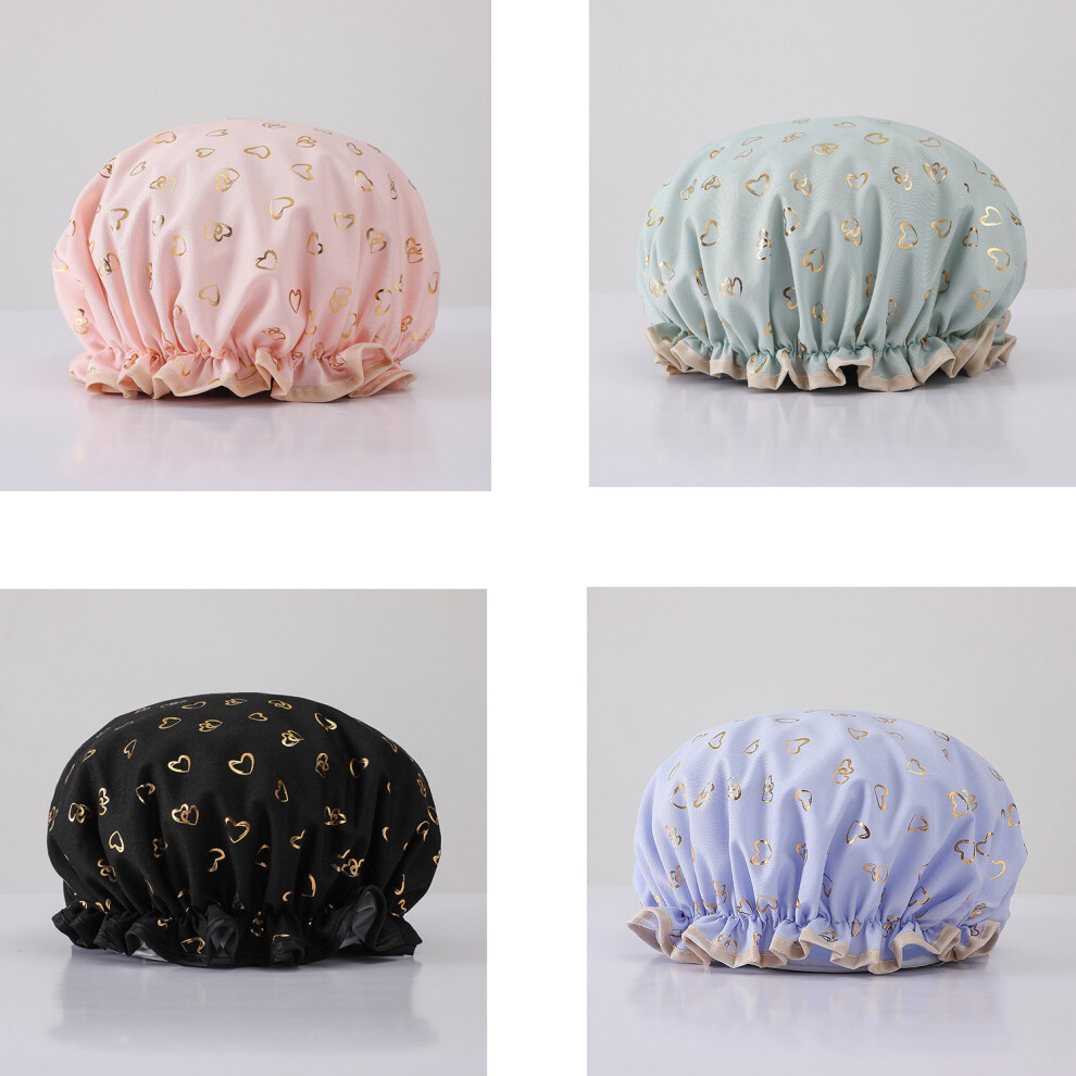 Lifeasy Women's Shower Cap Elastic Shower Cap Double Layer Women's Shower Cap Reusable Stretch Raincoat Women's Elastic Band Shower Spa Salon Set Of 4