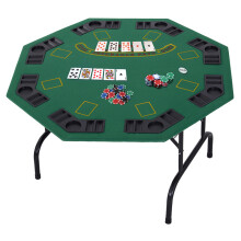HOMCOM 8 Player Folding Games Poker Table Chip Cup Holder Steel Base Green