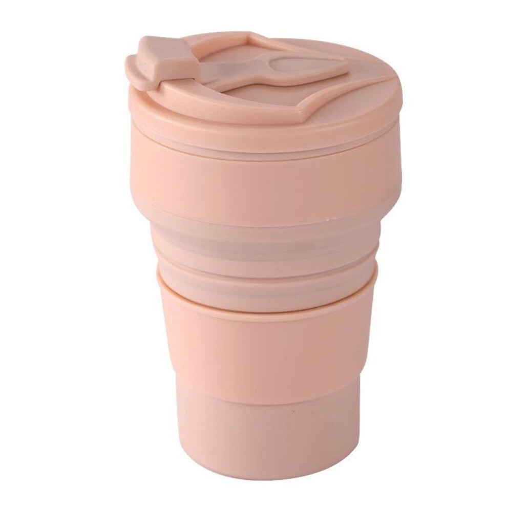 (pink) Folding Water Cup Water Cup 350ml Coffee Cup Travel Foldable Silicone Cup Folding Water Cup Food Grade Drinking Cup Tea Cup