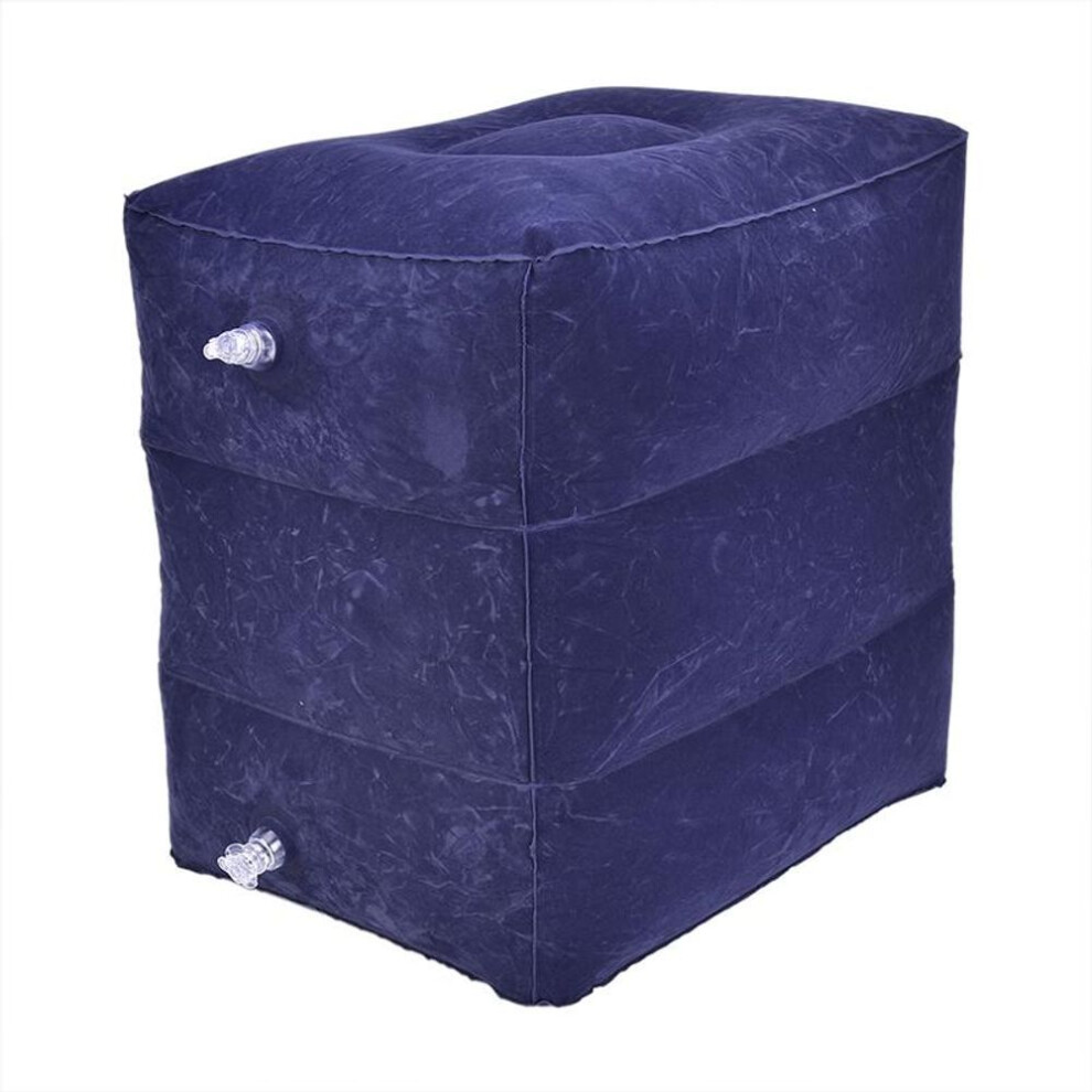 (navy blue, one size) Inflatable Portable Travel Footrest Pillow Plane Train Kids Bed Foot Rest