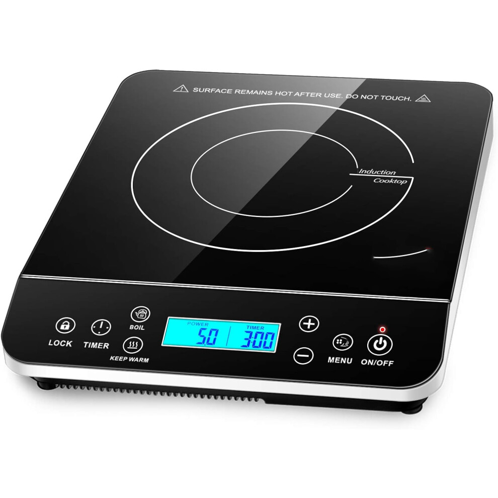 Induction Hob, Induction Cooker Countertop Burner with LCD Sensor Touch 2100 Watts, 20 Temperature Levels, 20 Power Levels, 10-hour Timer,