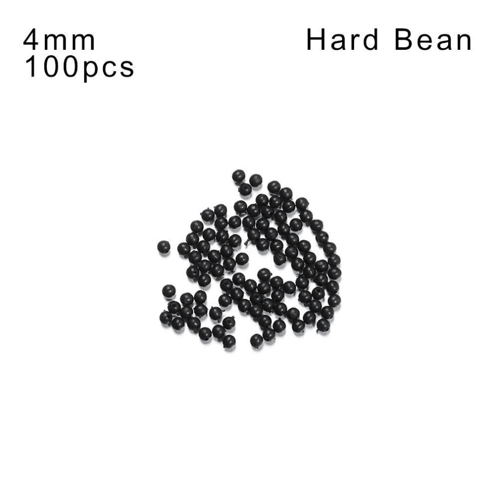 (Hard Bean-4mm) 3mm-12mm Sea Stoppers Night Soft And Hard Bean Fishing Floats Beads Black Round