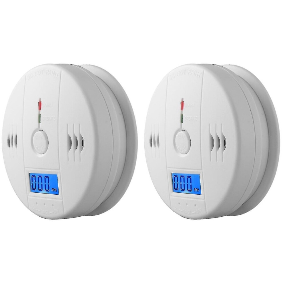 (2 Packs) Smoke Detector And Carbon Monoxide Detector Alarm With Lcd Display