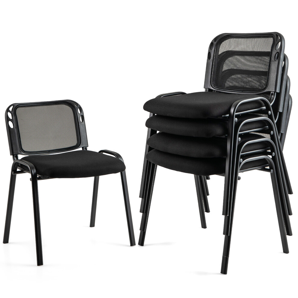 Casart 5Pcs Stackable Reception Chairs Upholstered Conference Office Chair Black