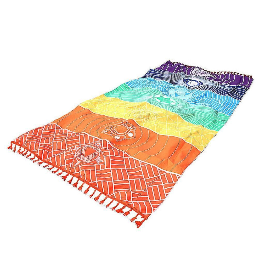 Kricely (As Show, One Size) 150X150cm Square Color Stripe Beach Towel Vacation Travel Accessory For Yoga Gym Fitness Pool Beach
