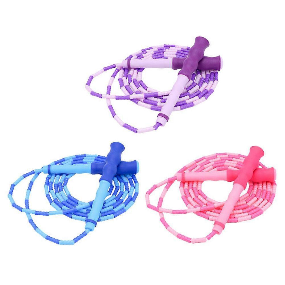 Kricely (As Show, One Size) 3Pcs Long Jump Ropes Beaded Skipping Ropes Adjustable Skipping Ropes Segmented Jump Ropes