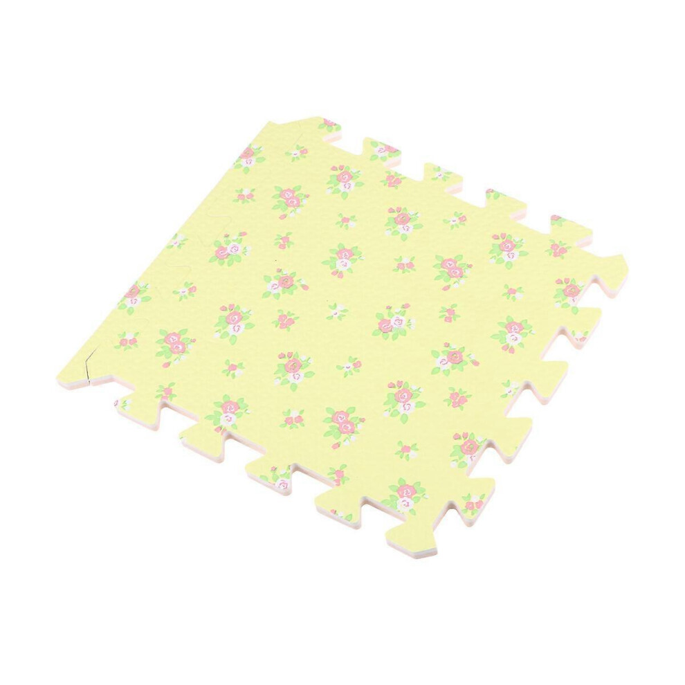 Kricely (As Show, One Size) 30Cm Square Eva Yoga Mat Floor Interlocking Mat Show Floor Yoga Fitness Gym Exercise Mat (Rural Flowers, Yellow)