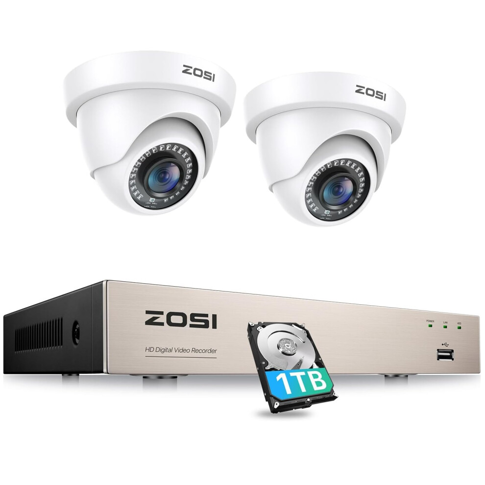(White) Zosi 1080P Security Camera 2Mp Cctv System Kit 6941709250195