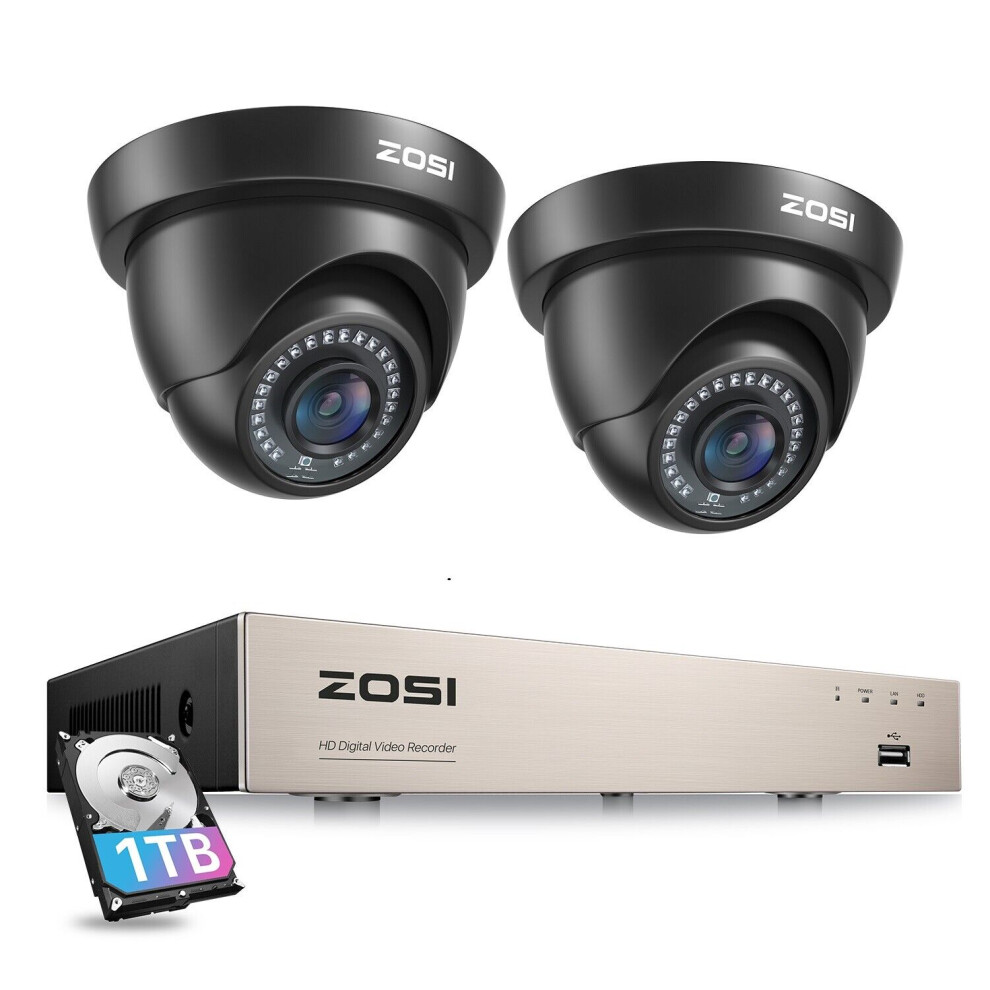 (Black) Zosi 1080P Security Camera 2Mp Cctv System Kit 6941709250164