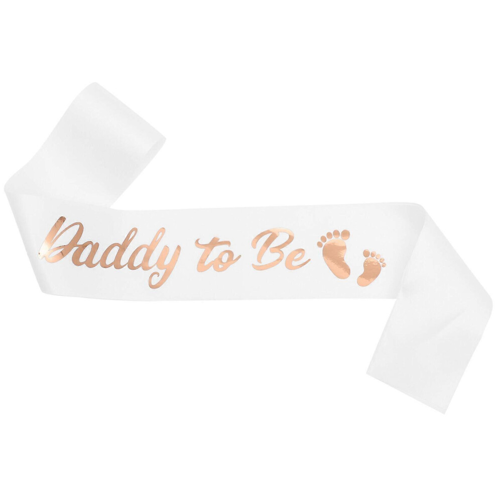 Kricely (As Show, One Size) Daddy To Be Sash Baby Shower Sash Footprint Pattern Dad To Be Party Decoration