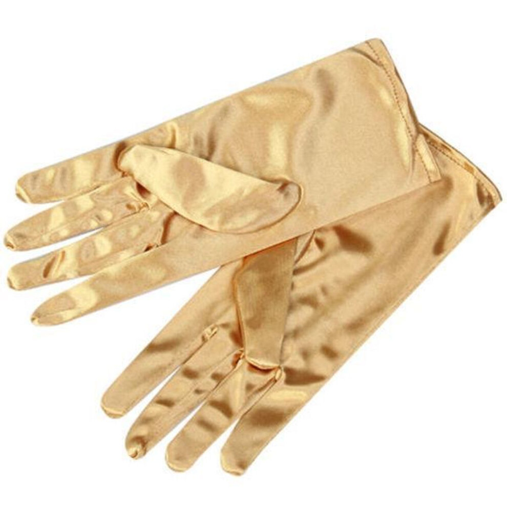 (yellow) Women Gorgeous Wrist Gloves Wedding Dance Party Satin Prom  Fashion Dresses Accessories Short Mitts