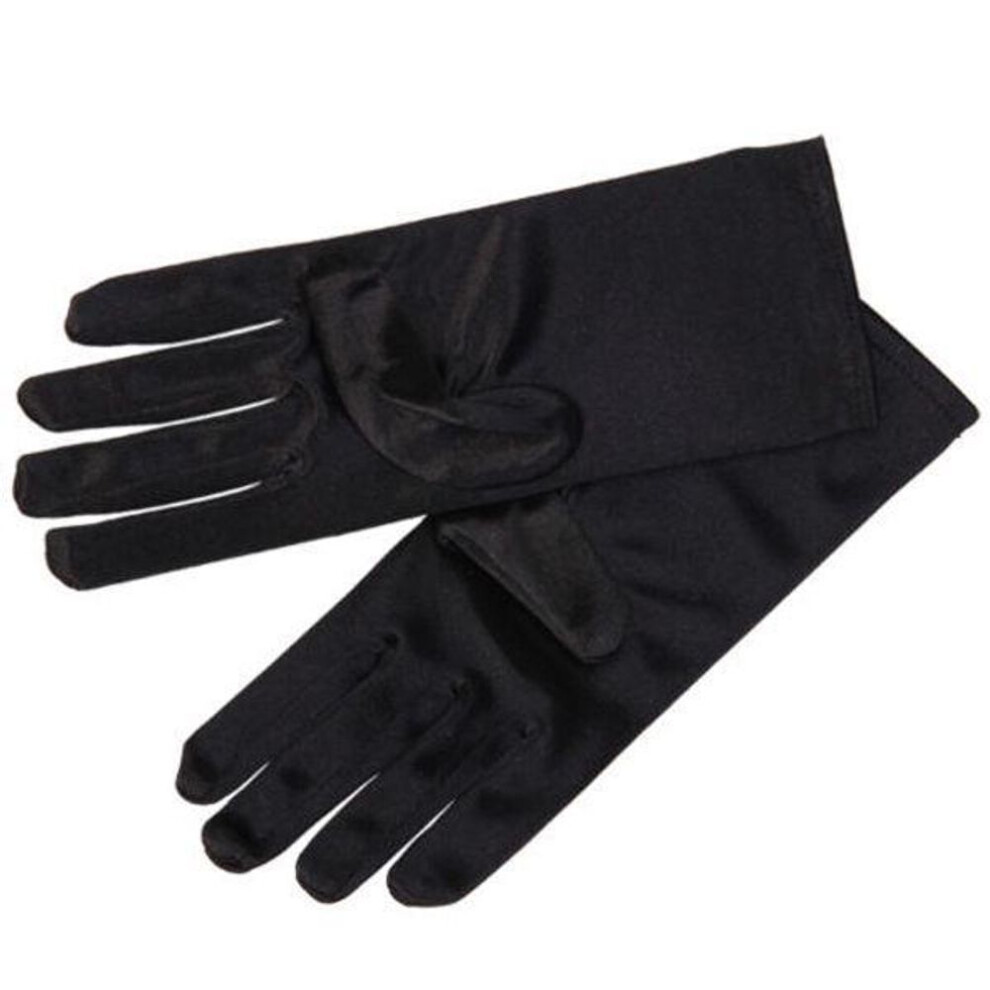 (black) Women Gorgeous Wrist Gloves Wedding Dance Party Satin Prom  Fashion Dresses Accessories Short Mitts