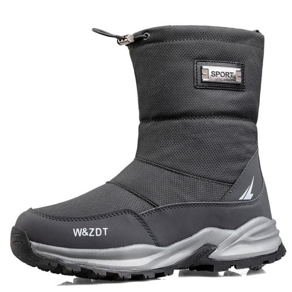 (grey, 43) Winter Boots For Man Outdoor Waterproof Snow Boots Zip Non-slip Cotton Shoes Men Plus Velvet Keep Warm Casual Ankle Shoes Male
