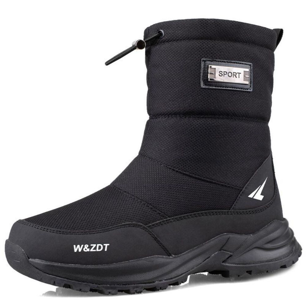 (black, 45) Winter Boots For Man Outdoor Waterproof Snow Boots Zip Non-slip Cotton Shoes Men Plus Velvet Keep Warm Casual Ankle Shoes Male