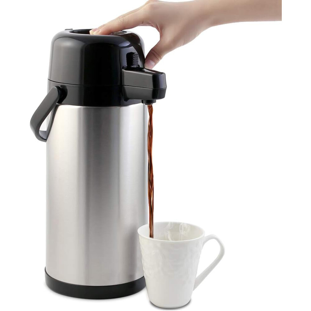 Airpot Coffee Dispenser- 3L Pump Action Airpot,Stainless Steel Vacuum Thermal Beverage Dispenser,Hot and Cold Drinks,Perfect for Coffee and Tea