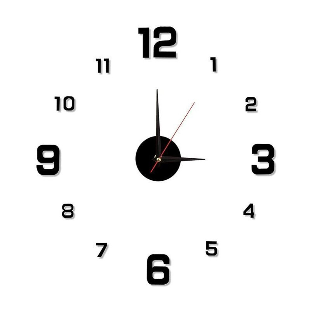 (black) 3D Wall Clock Luminous Frameless Wall Clocks DIY Digital Clock Wall Stickers Silent Clock for Home Wall Decor