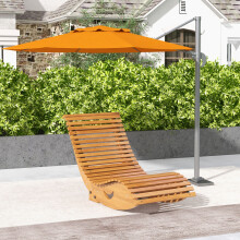 Outsunny Outdoor Rocking Chair w/ Slatted Wooden Rocking Chair, Light Brown