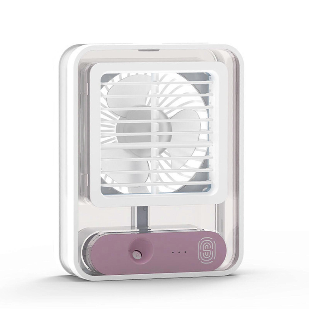 (Purple, One size) New Upgrade Small Desk Fan With Spray Portable Mini Air Conditioner LED Night Light Misting Portable Oscillating Standing Fan, Rechargeable Quiet USB
