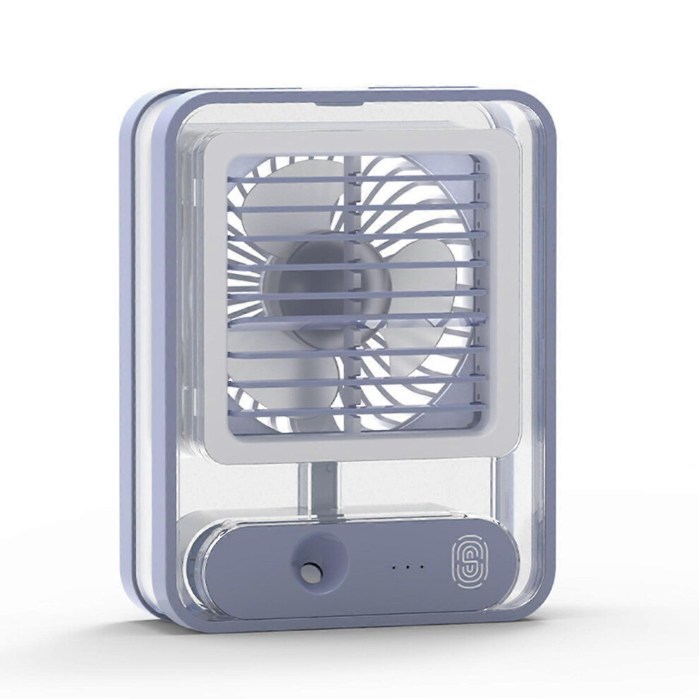 (Blue, One size) New Upgrade Small Desk Fan With Spray Portable Mini Air Conditioner LED Night Light Misting Portable Oscillating Standing Fan, Rechargeable Quiet USB