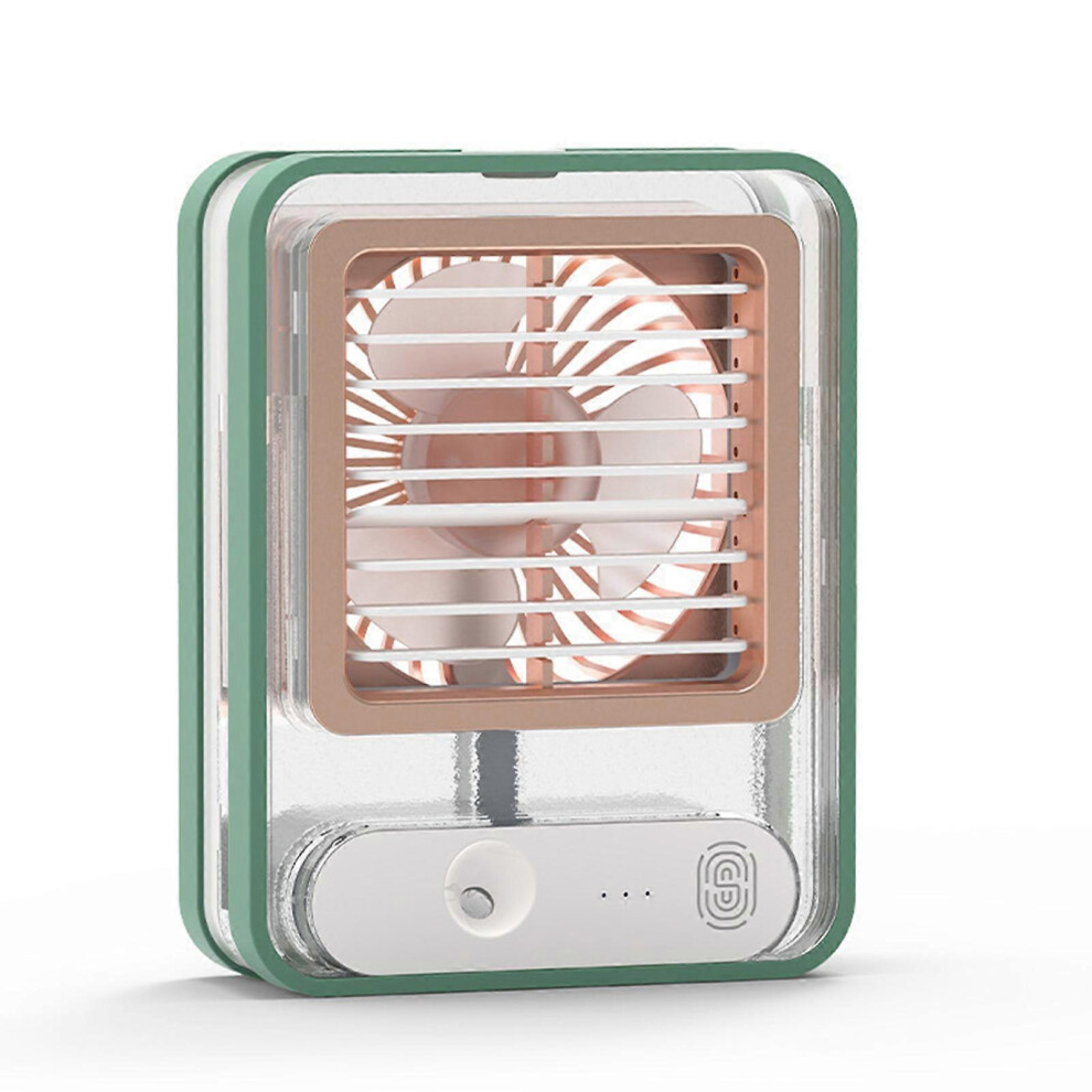 (Green, One size) New Upgrade Small Desk Fan With Spray Portable Mini Air Conditioner LED Night Light Misting Portable Oscillating Standing Fan, Rechargeable Quiet USB