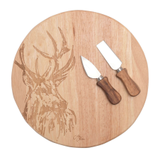 Meg Hawkin Stag Designed Round Cheese Board And Knife Set