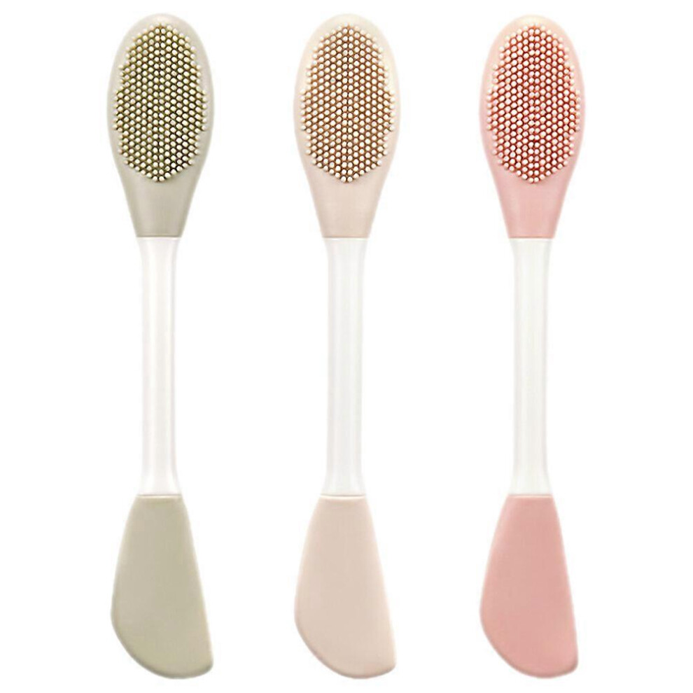 Kricely (As Show, One Size) 3Pcs Silicone Mask Applicators Dual End Face Scrubber Facial Mask Applicator Brush Beauty Tool