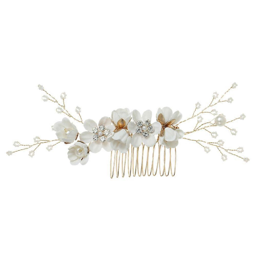 Kricely (As Show, One Size) Rhinestone Comb Wedding Hair Comb Clip Bride Hair Accessory Flower Hair Jewelry