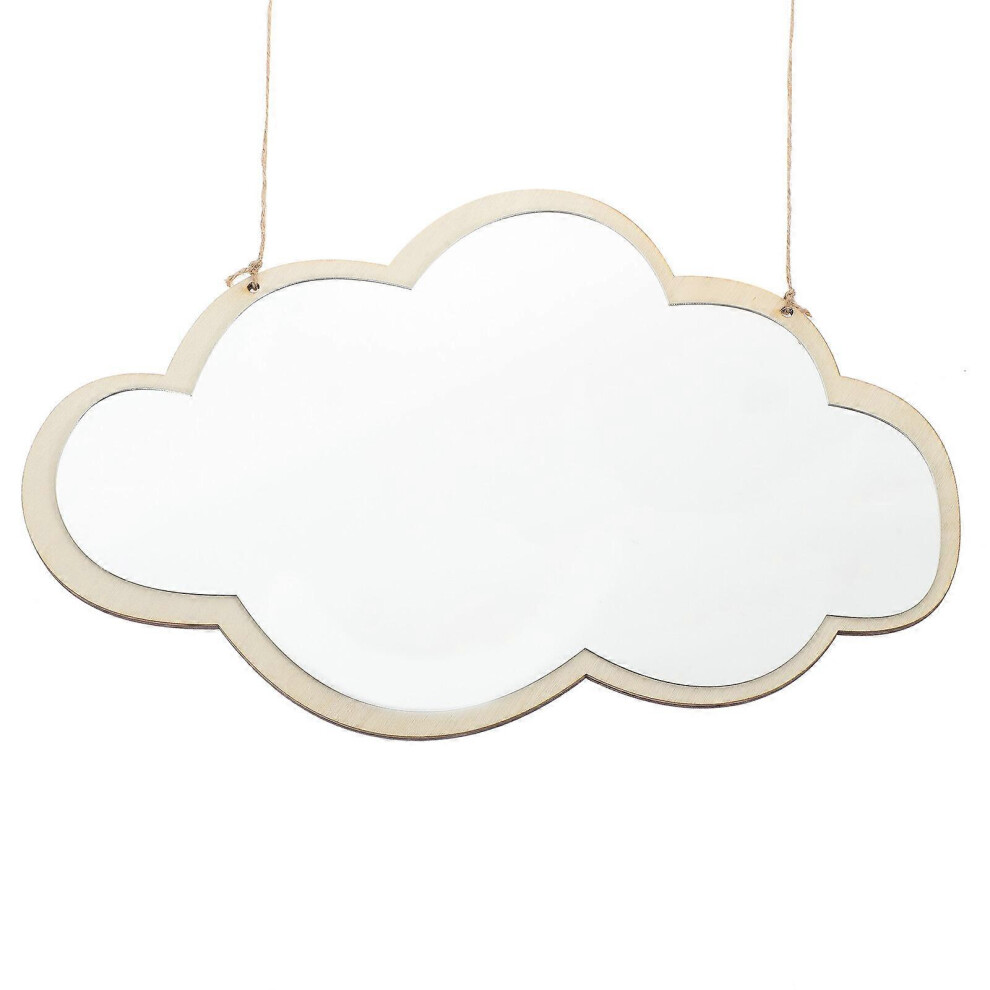 Kricely (As Show, One Size) Cloud Wooden Mirror Modern Wall Decorative Mirror Hanging Wall Mirror Ornament
