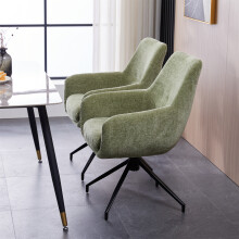 (Green) Set of 2 Chenille Padded Dining Chair