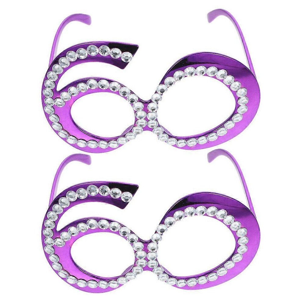 Kricely Purple (, One Size) 2Pcs Birthday Eyeglasses 60Th Birthday Party Eyewear Photo Booth Props Party Supplies