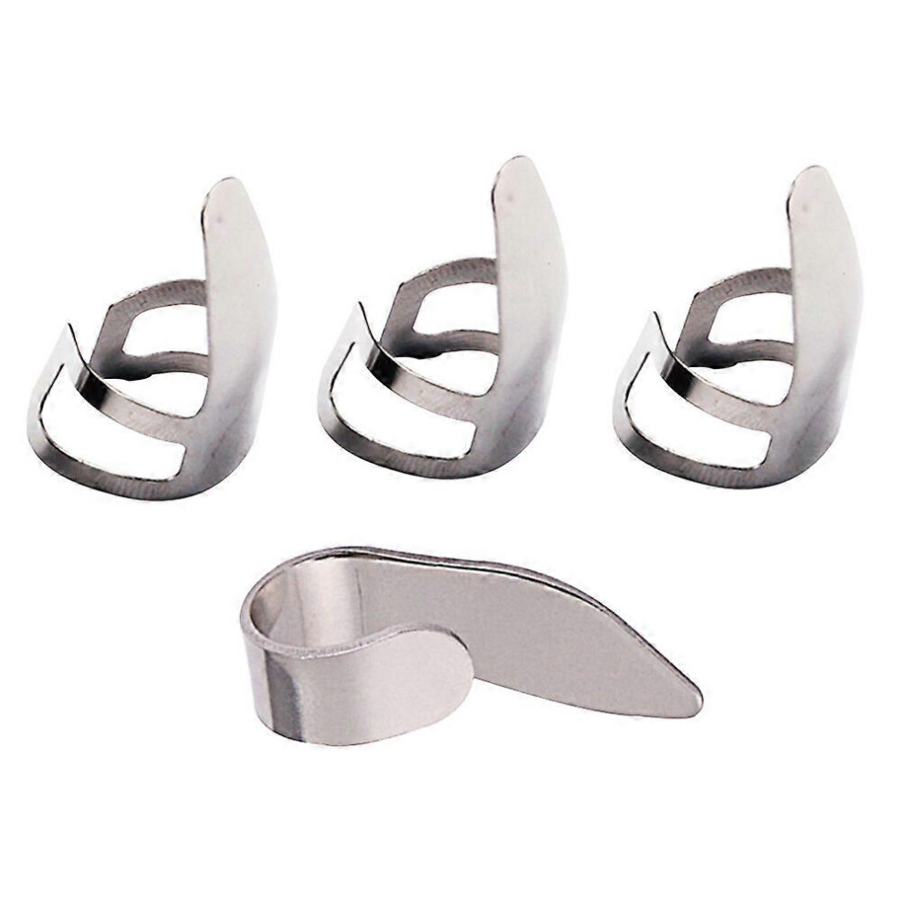 Kricely Silver (As Show, One Size) 4Pcs Stainless Steel Thumb And Finger Guitar Picks For Guitar Playing (Silver)