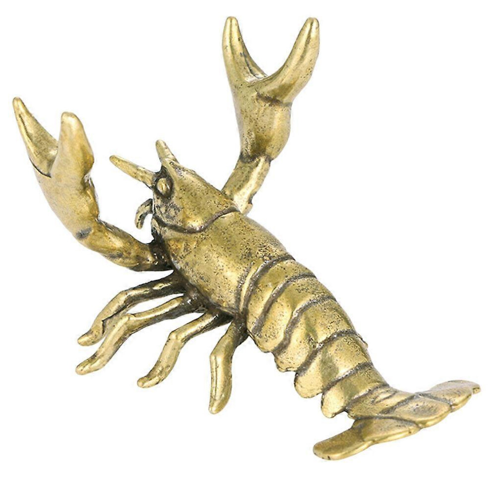 Kricely (As Show, One Size) Lobster Figurine Vintage Lobster Statue Decorative Copper Lobster Ornament Pen Stand Rest