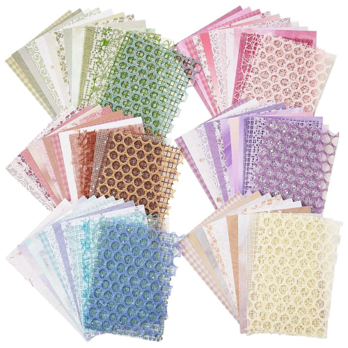 90 Sheets Scrapbook Paper and Decorative Mesh Fabric Assorted Set - 6 Pack Mixed Special for Scrapbooking,A