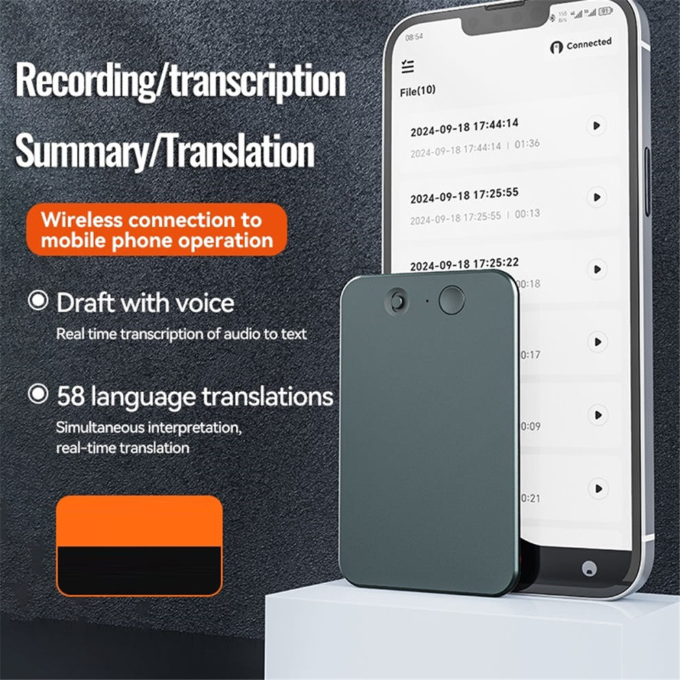 AI ChatGPT-4 App Phone Call Activated Voice Recorder Transcribe Summarize LanguageTranslation Smart Magnet Adsorb 32GB-image-OPC-PG76CTB-NEW