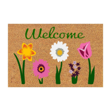 Welcome Floral Coir Doormat for Indoor Outdoor the Mat Entryway Outside Yard Home Decoration