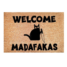 Dark Cat Welcome Madafakas Full Print Doormat Fun Home Decor Kitchen Bathroom Give People Gifts