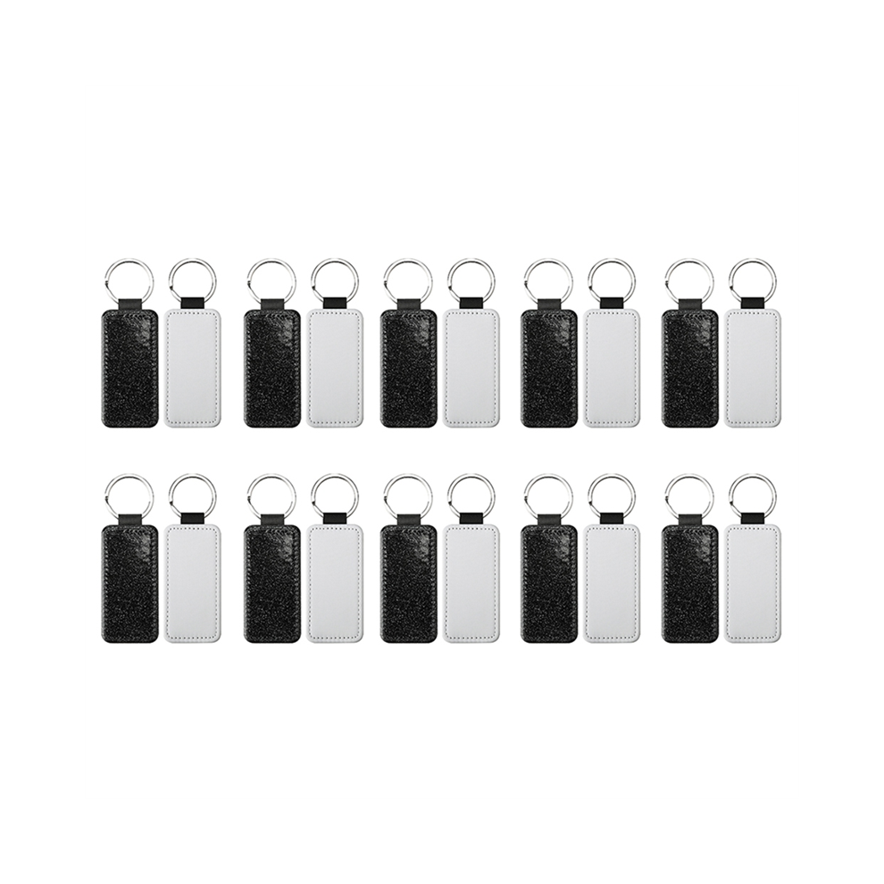20Pack Portachiavi In Bianco Per Sublimazione Portachiavi In Pelle Pu Con Glitter Portachiavi Con Trasferimento Termico Portachiavi In Bianco Nero