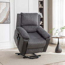 (Grey) Jumbo Cord Electric Recliner Chair w Massager