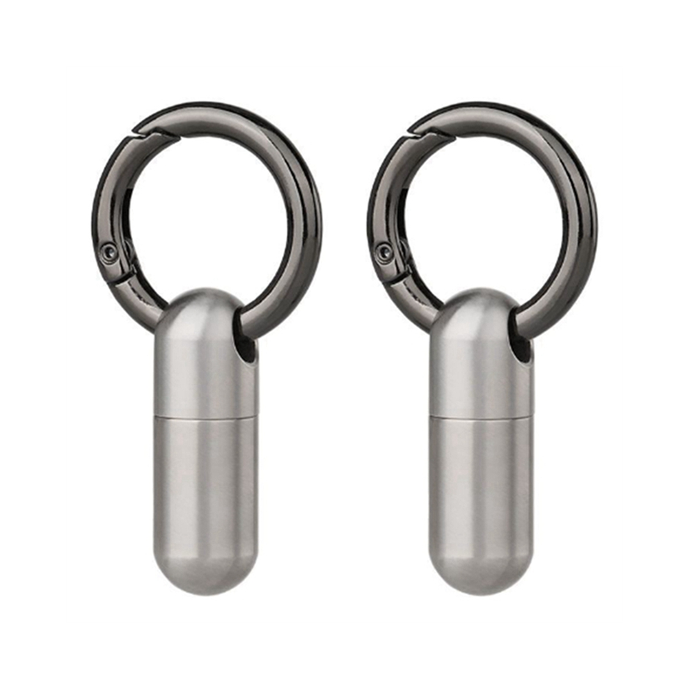 Kopinma 2Pcs Waterproof Stainless Steel Pill Box Bottle Cache Container Keychain Health Care