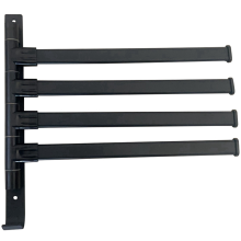 Swivel Towel Rack,Wall Mounted Black Bar with 4-Arm Hanger,Rustproof Racks for Bathroom 180 Rotation