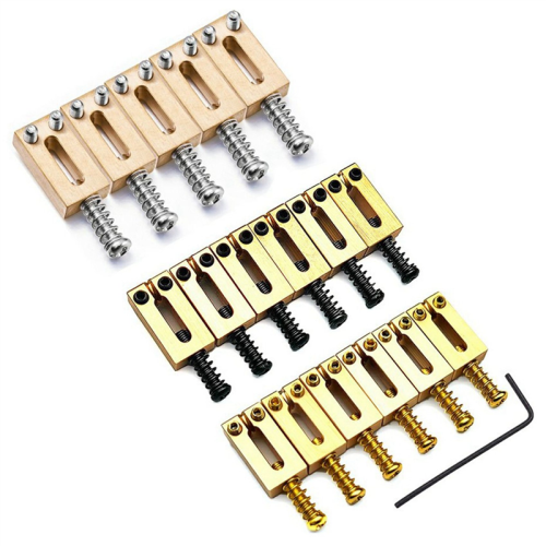 6 Set Brugzadels voor Massief Messing Elektrische Gitaar Code String Pull (Zilver) 2