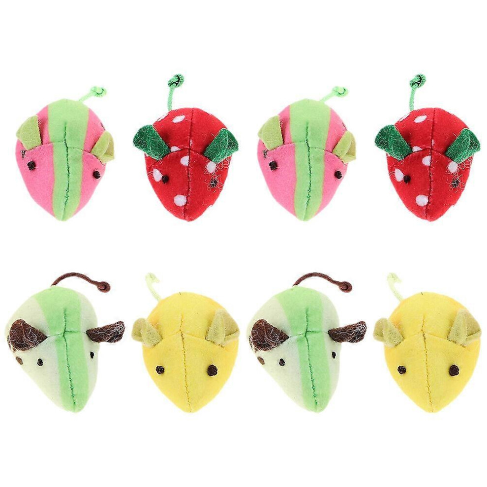 Kricely (As Show, One Size) 8Pcs Mouse Shaped Toy Kitten Teething Toy Interactive Catnip Toy Cat Cartoon Biting Plaything