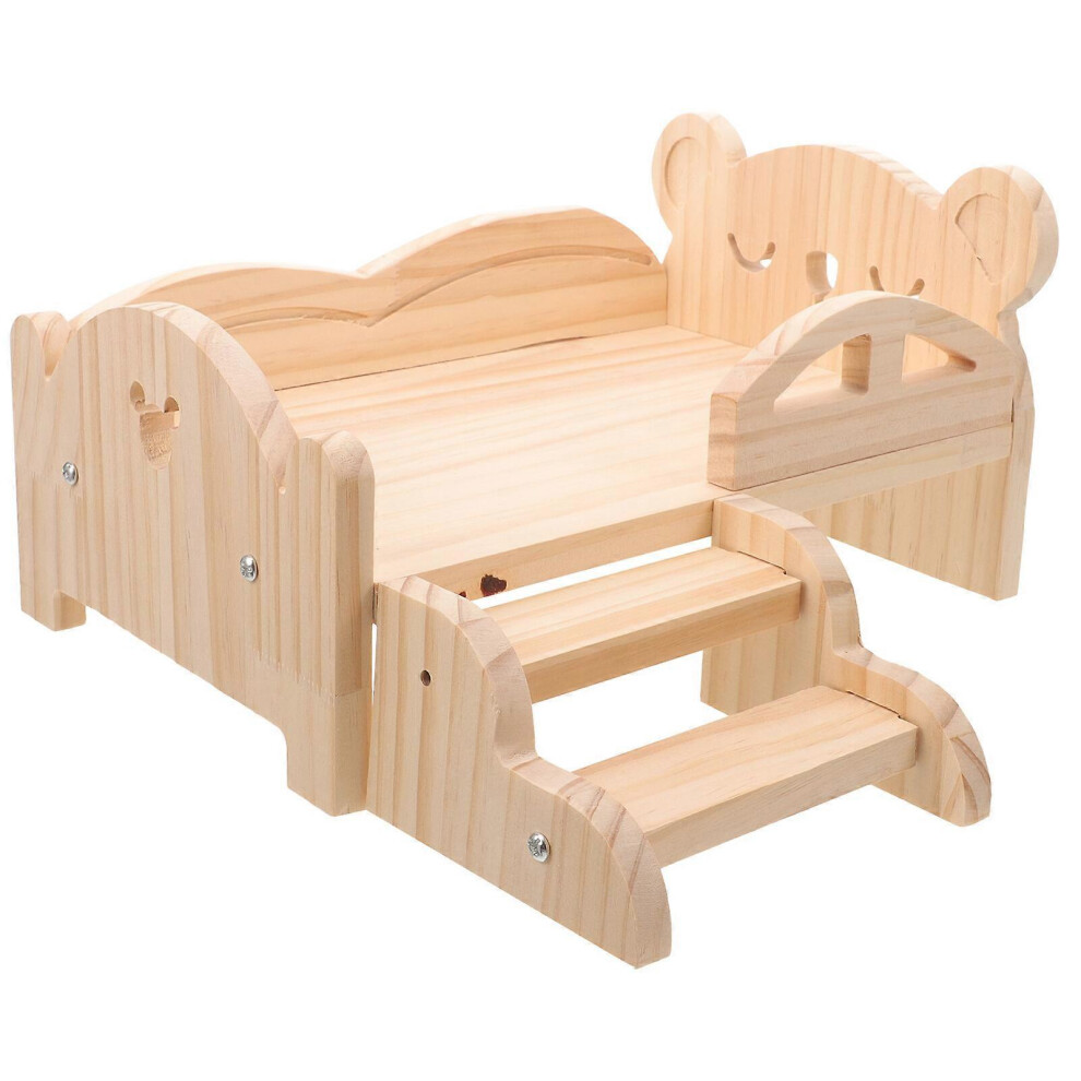 Kricely (As Show, One Size) 1 Set Of Wooden Guinea Pig Bed With Stairs Small Animal Bed Guinea Pig Platform Bed For Hamsters