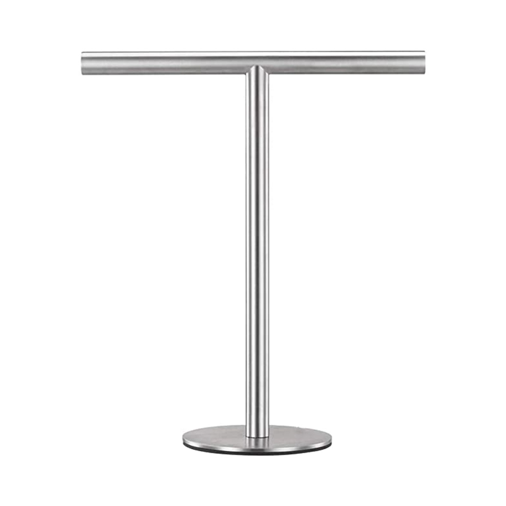 Portasciugamani Da Terra Spazzolato, Base Robusta, Supporto A T In Acciaio Inox Per Bagno E Cucina.