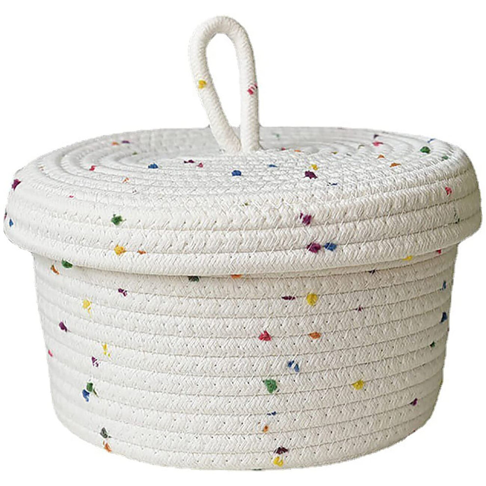Cotton Rope Storage Basket Small Woven with Lid Organizer Bins for Towels Keys Snack, S