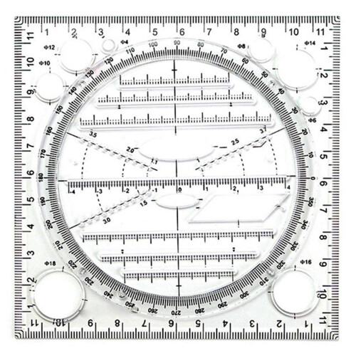 Multifunctional Circle Drawing Template, Geometric Tool, Measuring Ruler, Rotatable Angle 1