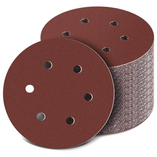 Disco de lixa de 150 mm, almofadas de velcro de 6 polegadas, conjunto de 100 lixas de grãos variados para lixadeira orbital aleatória 1